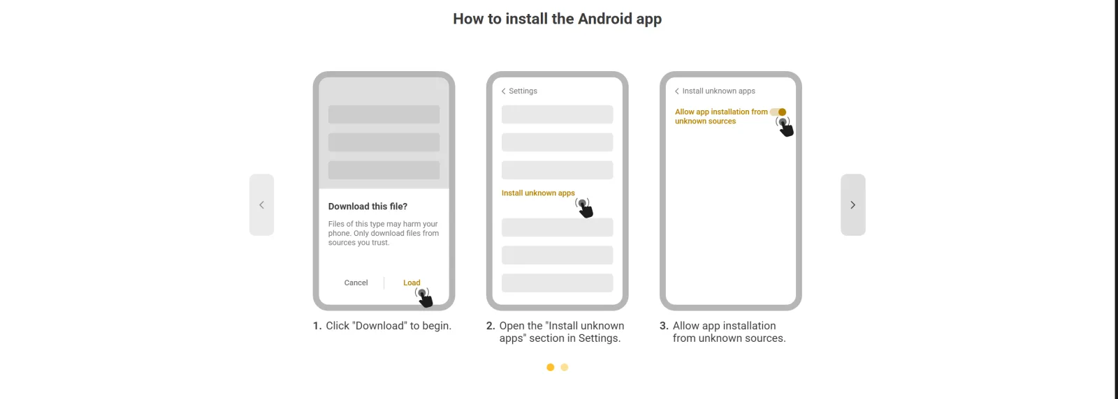 Melbet APK install guide, steps 1 to 3: download the file and allow unknown apps