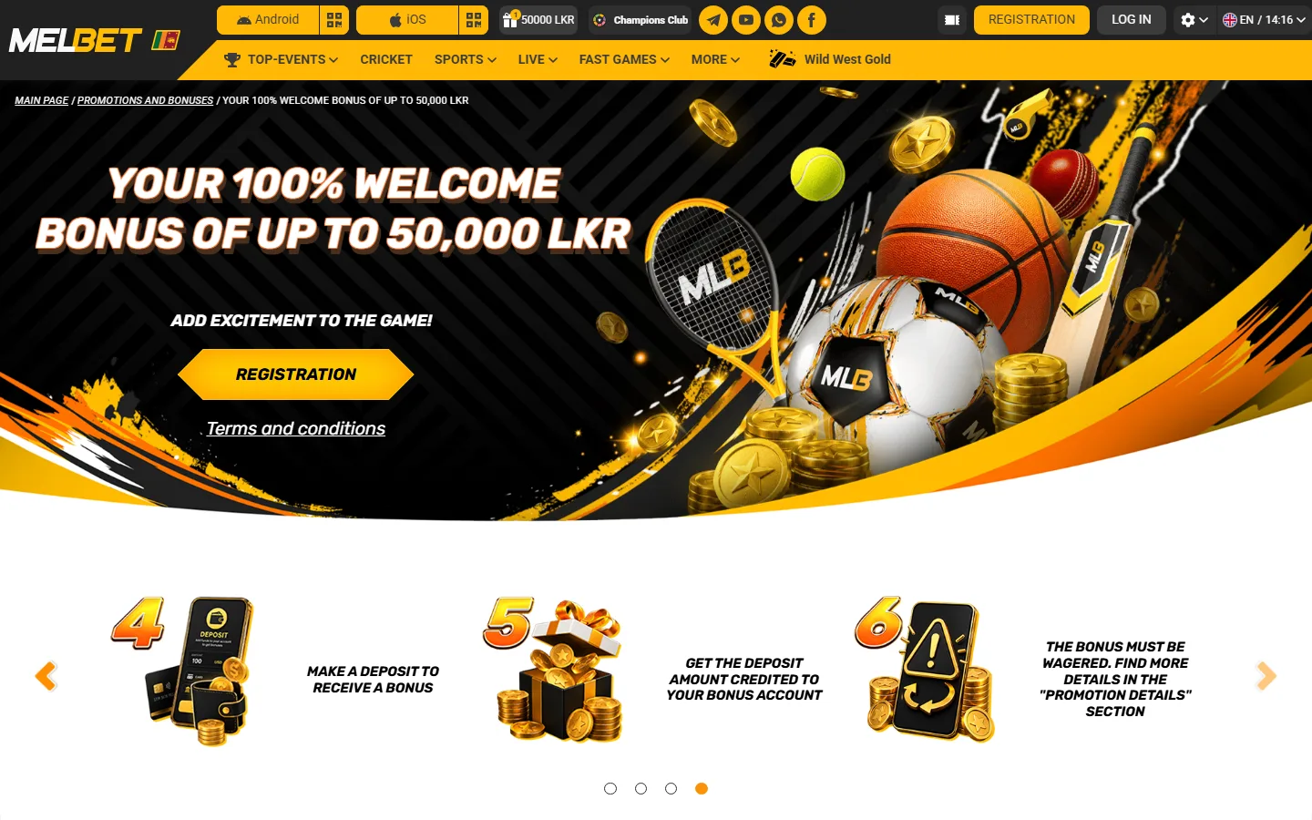 Melbet sports welcome bonus: 100% up to 50,000 LKR