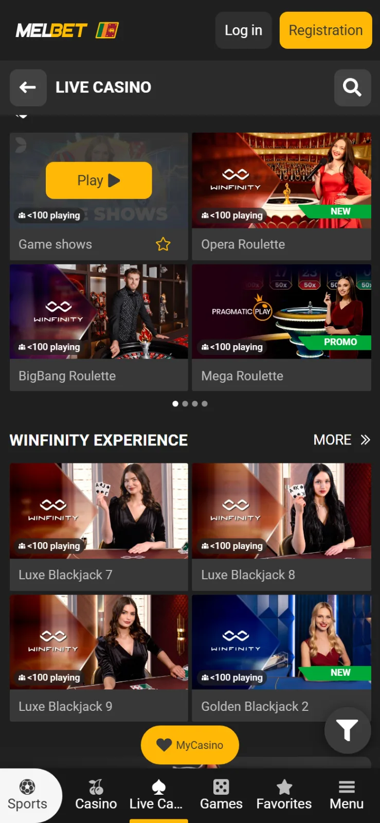 Melbet live casino on a phone with real dealer tables
