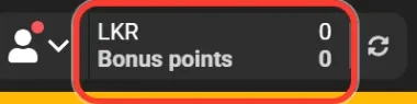 Bonus points counter next to the LKR balance in the Melbet header