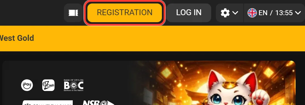 REGISTRATION button in the header of the Melbet site